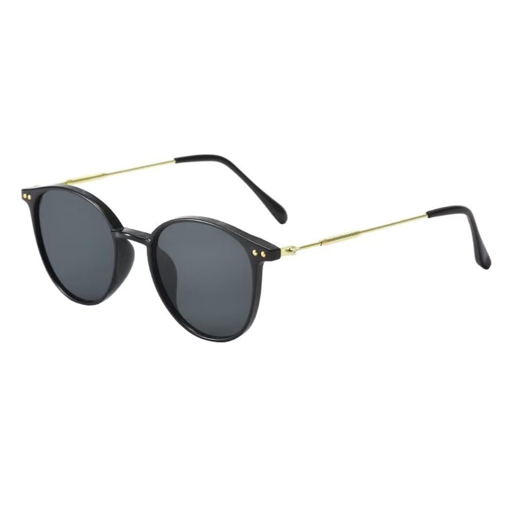 hermaner Round Sunglasses Womens UV400 Protection Rivet Decoration Frame Metal Temples Sun Glasses Luxury Ladies Sunnies Outdoor Street Travel Party Holiday