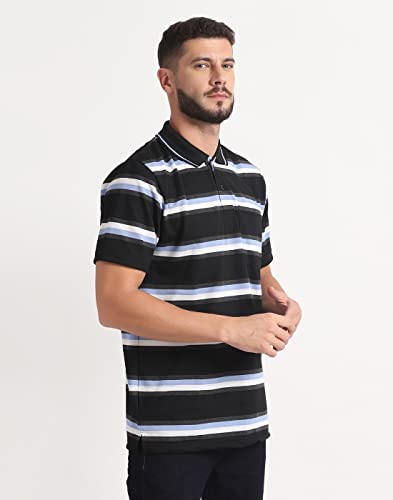 Image of INKKR Striped Men Polo Neck Half Sleeve T-Shirt