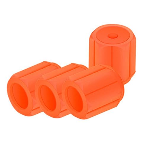 タイヤ エア バルブ キャップ エアバルブキャップ 蓄光 アルマイト 4個セット タイヤエアバルブ パーツ 軽量 高 強度 アルミ 製 腐食 防止 高級 取り付けが便利 汎用品 車/バイク/自転車用 (オレンジ)