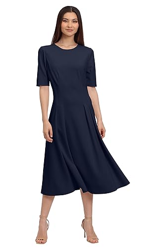 Image of Maggy London Womens Short Sleeve Double Pleat Midi DressDress