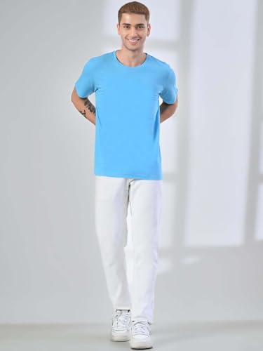 Image of Men's Plain Cotton Crew Neck T-Shirt Regular Fit Short Sleeve Tee