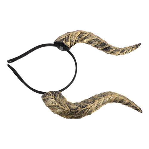 SMASOLO Diadema de Cuernos de Demonio Dorados para Halloween Accesorio de PU Ajustable para Disfraz Gótico Aro Cabello Mujer en Fiestas Cosplay y Carnavales