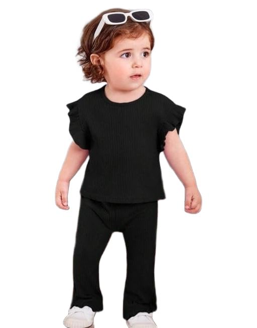 Trendy Stylish Winter Short Sleeves Cotton Blend Top & Bottom Sets || Kids Girls Tshirt with Pant || Kids Girls Dress || Dress for girls || Girls Co-ord dress