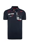 2-Knopfleiste innen mit Tape Camp David Herren Pikee-Polo mit Logo Artworks