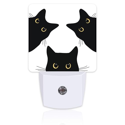 Image of Funny Black Cats Night Light, Cute Kittens Dusk to Dawn Night Light Plug in,0.5w Energy Saving Sleep Friendly NightLight for Kids Boys Girls Home Bedroom Living Room Decor
