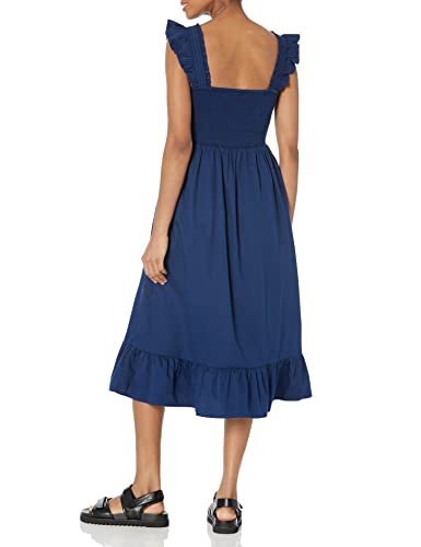 Image of The Drop Womens Kimi Ruffled Shoulder Smocked Midi Dress