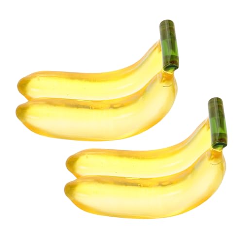 HEATSHAKING 2個ガラス製バナナ飾り 高光沢吹きガラス製 フルーツ彫刻 リアルな黄色の果実置物 テーブルセンター 秋の収穫祭や感謝祭向けインテ