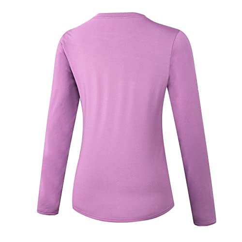 Women's Winter Plush Fitness Running Yoga Suit Long Sleeve Elastic Tight Round Neck Sports Womens Pullover (Purple, Xxl) #TOP2