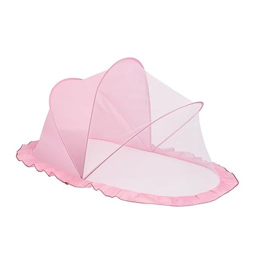 Berço Rede Mosquiteira Cobertura Completa Confortável Arqueado Dobrável Cama de Bebê de Alta Densidade Berço Rede Dossel para Crianças, S rosa