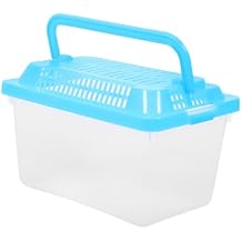 Portable Fish Tank 5.1X3.5X5.1 Inch - Handheld Aquarium Transparent Turtle Box - Plastic Pet Hamster Carrier Travel Reptile Terrarium Random Color