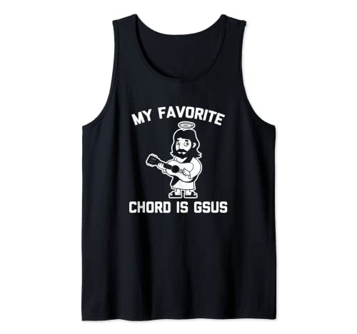 My Favorite Chord Is Gsus Tshirt Funny Catholic Jesus Guitar Canotta
