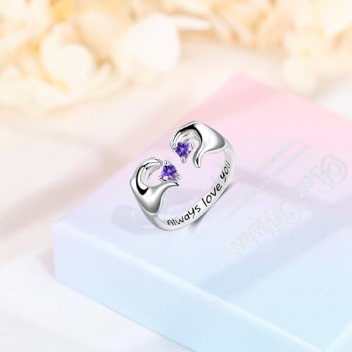Heart Claddagh Rings, Sterling S925 Silver, Mother Daughter Ring, Promise Ring For Girlfriend, Best Friend Ring, Friendship Rings, Birthstone Ring, Always Love You2