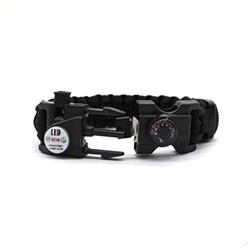 FitHom Outdoor Emergency Survival Paracord Bracelet,Multifunction Survival Paracord Bracelet,with Fire Stone,Compass,Thermometer and Whistle,