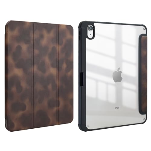 Hyqovx 11 Inch Case for iPad (A16) 11th Gen 2025/10.9 Inch for iPad 10th Gen 2022 Case Amber Leopard Aesthetic Design with Clear Transparent Back Cover with Pencil Holder-Brown