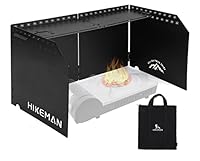 HIKEMAN Faltbarer Windschutz Campingkocher - Gaskocher Windschutzscheibe Outdoor Campingkocher Windschutzscheibe Windblockade für Camping Picknick BBQ (Schwarz)