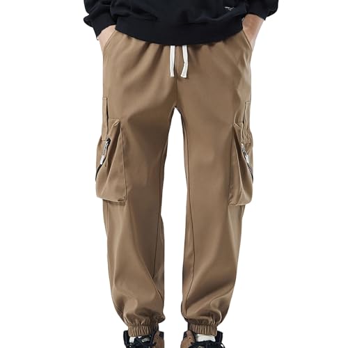 Mens Cargo Pants Relaxed Fit - Tactical Pant for Men Joggers Workout Stretch Sweatpants Hiking Drawstring with Pockets