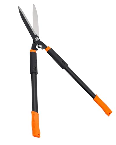 Hedge Shears 31-Inch Garden Shears with Adjustable Handle Sharp Blade & Comfortable Grip Hedge Clippers for Hedges - Black/Orange