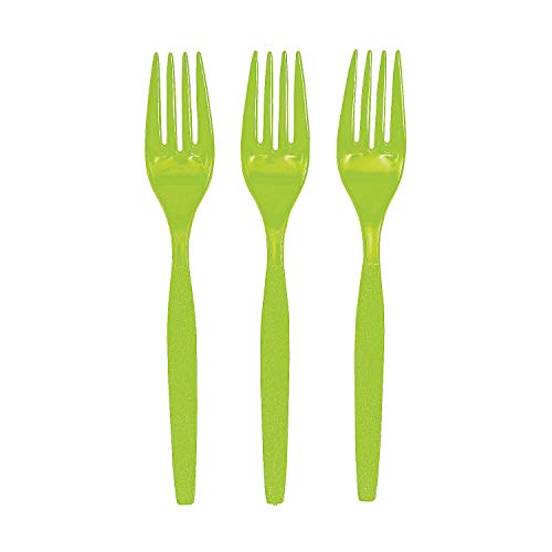 Fun Express - Fresh Lime Plastic Forks (50pc) - Party Supplies - Solid Tableware - Cutlery - 50 Pieces
