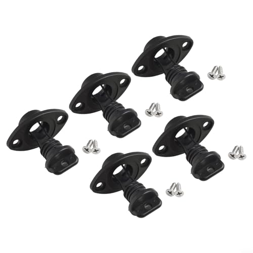 Yhenlovtt Lot de 2 bouchons de vidange noirs avec vis pour tableau arrière de bateau, puits de pêche et coffre à glace, compatible avec canoë, canoë, canot et trous de drainage