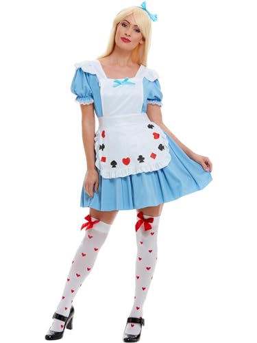 Smiffys Disfraz de nina baraja de cartas, Azul, con vestido Halloween, Carnaval