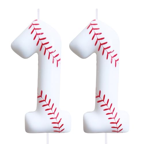 Baseball Birthday Number Candles for Cake White Number 11 Candle Baseball Cake Topper for Party Anniversary Decorations