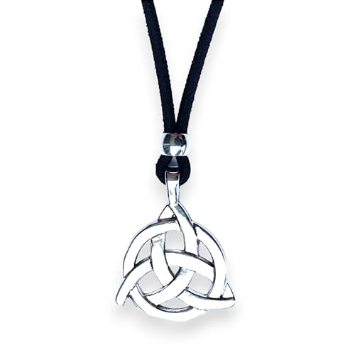 ASTER ALHELÍ - Collar Celta Mujer Hombre con Colgante Triqueta Nudo de la Trinidad - Amuleto de Protección en Plata Antigua o Bronce - Collar Ajustable Ideal para Regalo (Plata vieja)