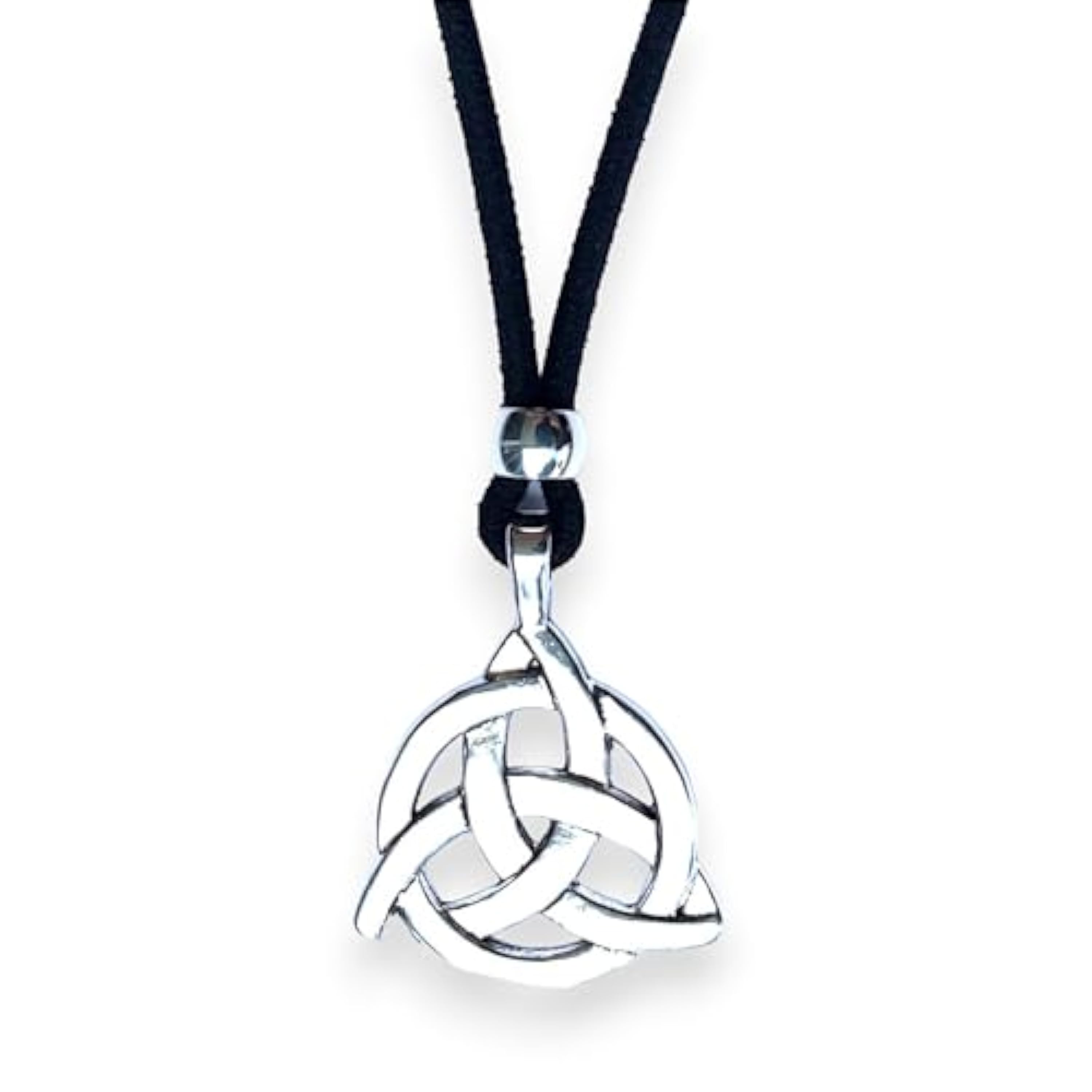 ASTER ALHELÍ - Colgante Mujer Trinqueta Nudo de la Trinidad Celta Triangular Plata Vieja o Bronce - Collar Hombre de Antelina y Nudo de Zamak - Amuletos de Protección - Ideal para regalo (Plata vieja)