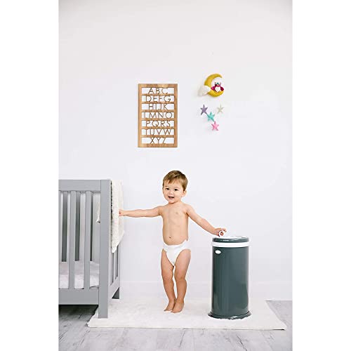 Image of Ubbi Steel Diaper Pail, Odor Locking, No Special Bag Required, Award-Winning, Registry Must-Have, Slate