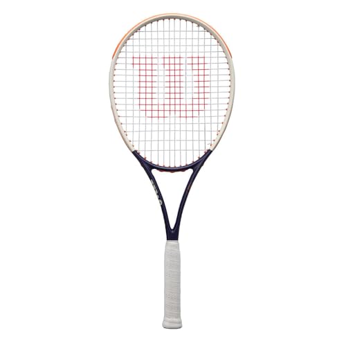 Raqueta de Tenis Wilson Roland-Garros Triumph, Proporciona Alcance Mejorado, Agilidad Superior y un Superficie de golpeo Potenciado, Artesanía Elegante, Color: Azul Marino/Blanco, Talla: 1