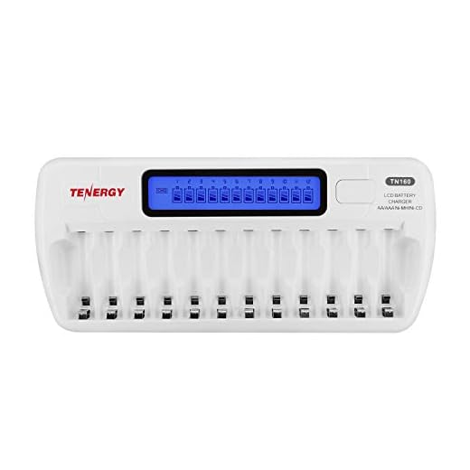Tenergy TN160 LCD Battery Charger 12-Bay Smart Battery Charger for AA/AAA NiMH/NiCd Rechargeable Batteries Charger with Refresh Function Household Battery Charger w/AC Wall Adapter