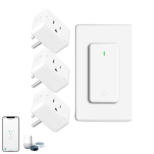 Image of Greencycle WiFi Plug with Switch,App /Voice /Wireless Switch Control,3 Plugs