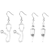 Needle Shot Syringe Stephoscope Hospital Nurse Themed Dangle Womens Earrings Pack of 2 Pairs of E...
