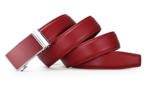 Image of Lingli Men's Belt,Ratchet Dress Belt with Automatic Buckle Brown /Black-Trim to Fit-35mm wide