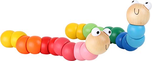 Image of Small Foot Wooden Toys Baby Caterpillar Wood Flexible Motor Skills Training Toy Assorted 14Piece Display Designed for Children 12+ Months, Multicolor (10961)