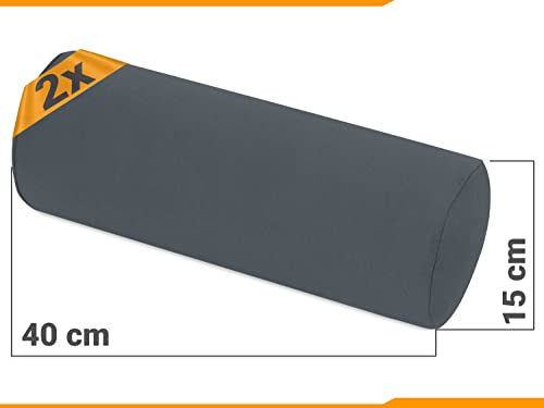 npluseins 2er Pack Baumwoll Kissenbezug - Jersey - viele Farben 1331.1812, ca. 40 x 15 cm, anthrazit