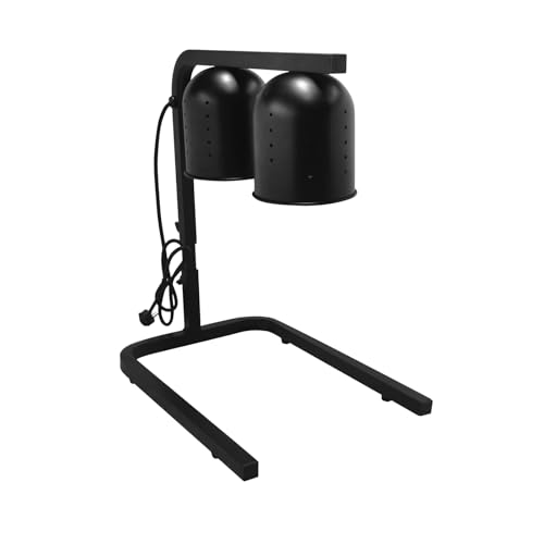 Dual Bulbs Food Heat Lamp Black Food Light Warmer Portable Heating Lamp Freestanding (2 Bulb Black Heat lamp)