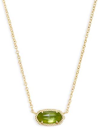 Kendra Scott Elisa Short Pendant Necklace for Women, Dainty Fashion Jewelry, 14K Gold-Plated Brass, Peridot Illusion