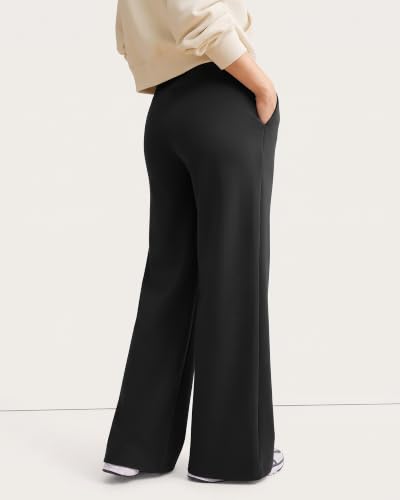 ZOOSIXX Lounge Pants Women - Yoga Pants Wide Leg Pants for Women Gaucho Loose Casual Flowy Palazzo Sweatpants Pajamas Trousers with Pockets for Work Travel Teacher Summer Vacation Beach Black - image 3