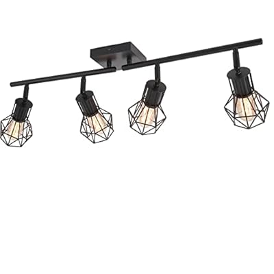 BANGANMA Track Lighting Fixtures Ceiling?Industrial Black Kitchen Track Lighting for Kitchen, Living Room, Dining Room, Hallway?E26