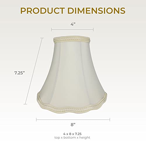 Image of Royal Designs, Inc. Scalloped Bell Designer Lamp Shade, Round Clip Fitter, DSO-83RC-8EG-2, 4 x 8 x 7.25, Eggshell, Set of 2