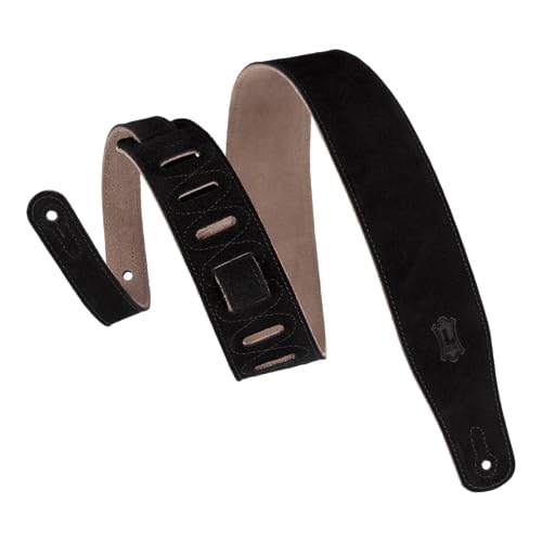 Sangle de guitare Levy's MS26-BLK en daim véritable noir, confort et finitions premium