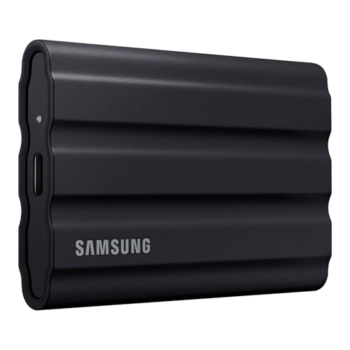 Samsung T7 Shield Portable SSD 1TB, USB 3.2 Gen2 External SSD, Up to 1,050MB/s, Rugged, IP65 Water & Dust Resistant, for Photographers, Content Creators and Gaming, Mac Compatible, MU-PE1T0S, Black view 1
