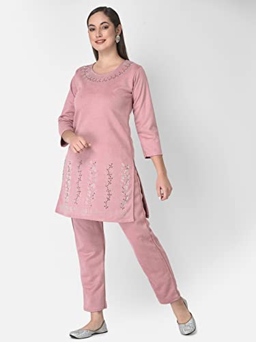Image of FNOCKS Women's Fleece Velvet Fabric Kurta Palazzo Set with Pocket