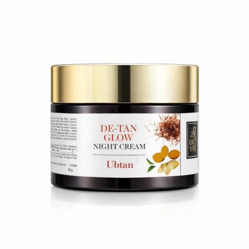 Image of Ubtan De-Tan Glow Night Cream | Skin Brightening & Overnight Repair Cream | Reduces Tan, Dullness & Uneven Skin Tone | Hydrating Face Cream for Women & Men | 50g