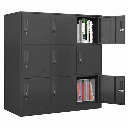 9-Door Metal Lockers with Lock and Card Slot