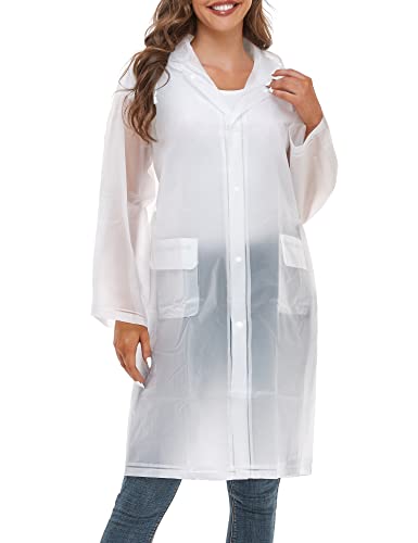 Image of Raincoats for Women Men Reusable Portable Waterproof EVA Long Rain Ponchos with Hoods