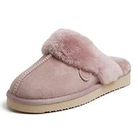 Dearfoams Women's Fireside Sydney Shearling Fur Indoor/Outdoor Scuff Slipper with Wide Widths, Dusty Pink, 6 UK