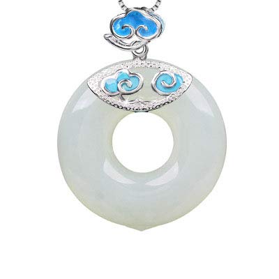 Bijou pour Femme en Pendentif Jade Hetian et Chaîne Argent 925 Idéal Cadeau