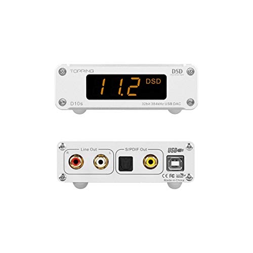 topping d10s dac mini usb dac xmos xu208 es9038q2m dsd256 pcm 384khz hi-res audio desktop audio decoder silver