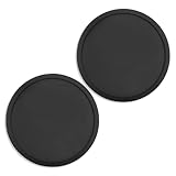 2 Pack Silicone Coasters for Drinks, Round Black Coasters with Deep Tray Grooved Design Cup Mat, Washable Heat Resistant Durable Non-Slip Coasters for Coffee Table Wooden Desk Kitchen Bar